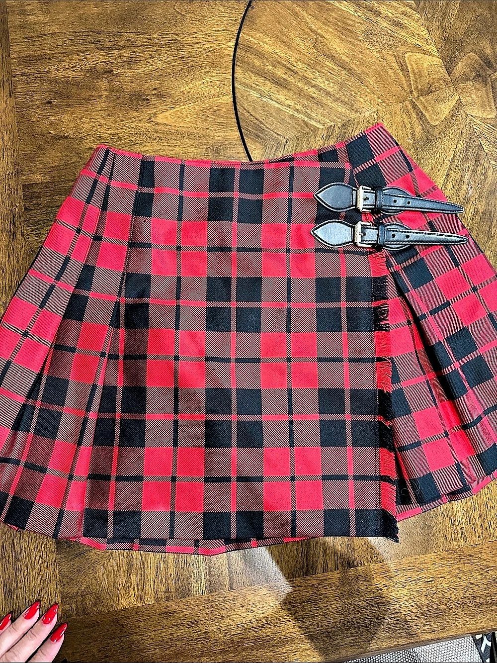 Burberry Check Wool Kilt Plaid Mini Skirt Red & Black SZ 6